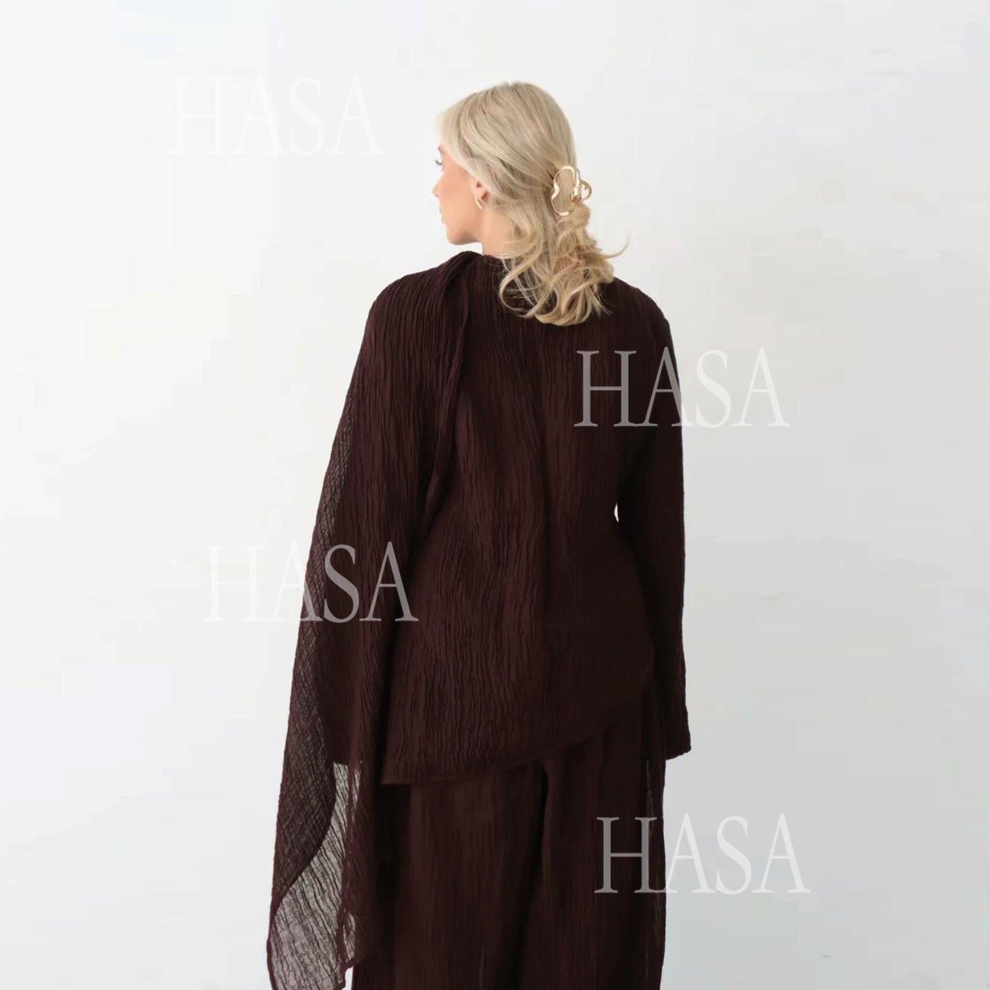 HA6568 Solid Color Design Top + Pants Two-piece Set for Daily Personality Wear