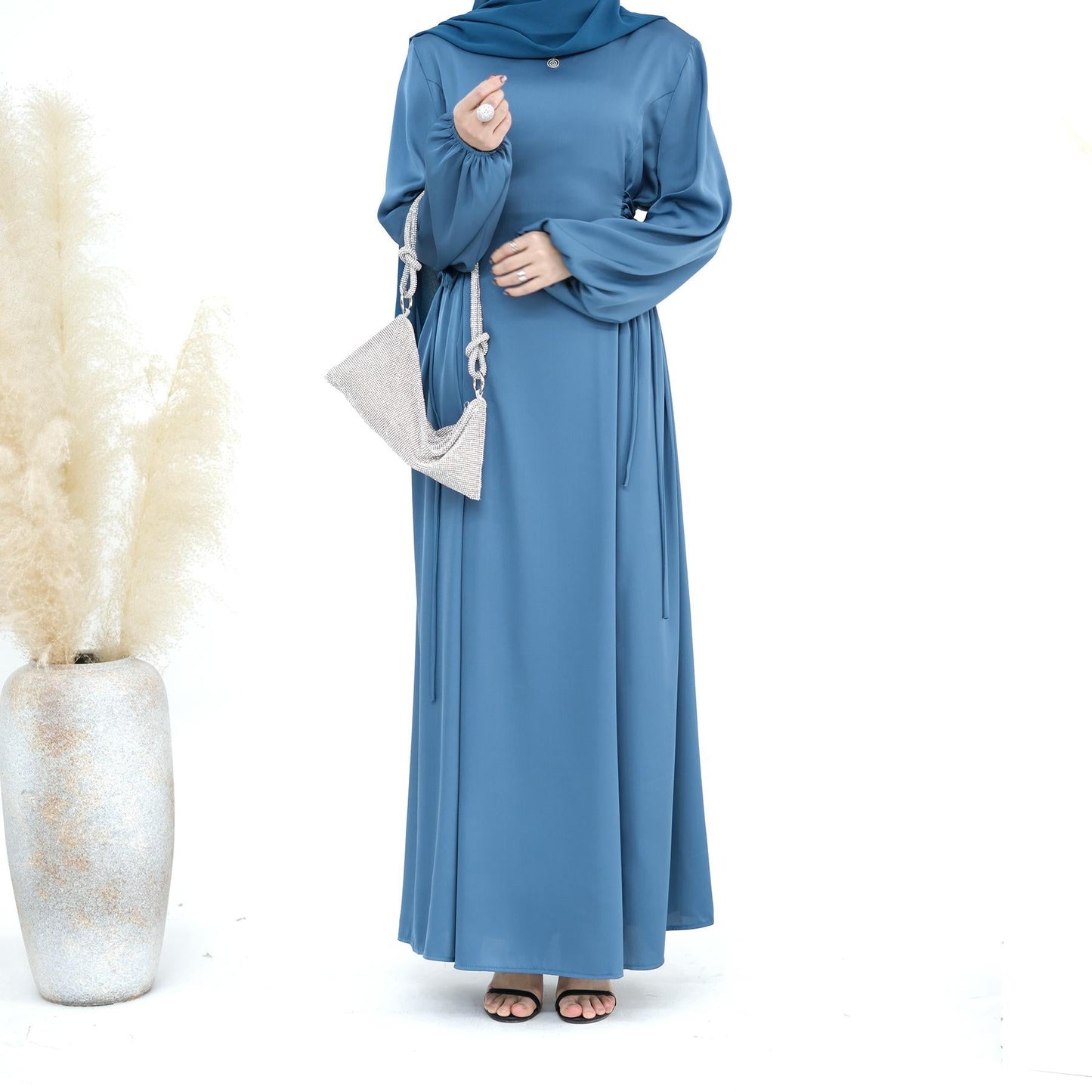 HAYA HAYA0991 Solid Color High-necked Slim Elegant Dress