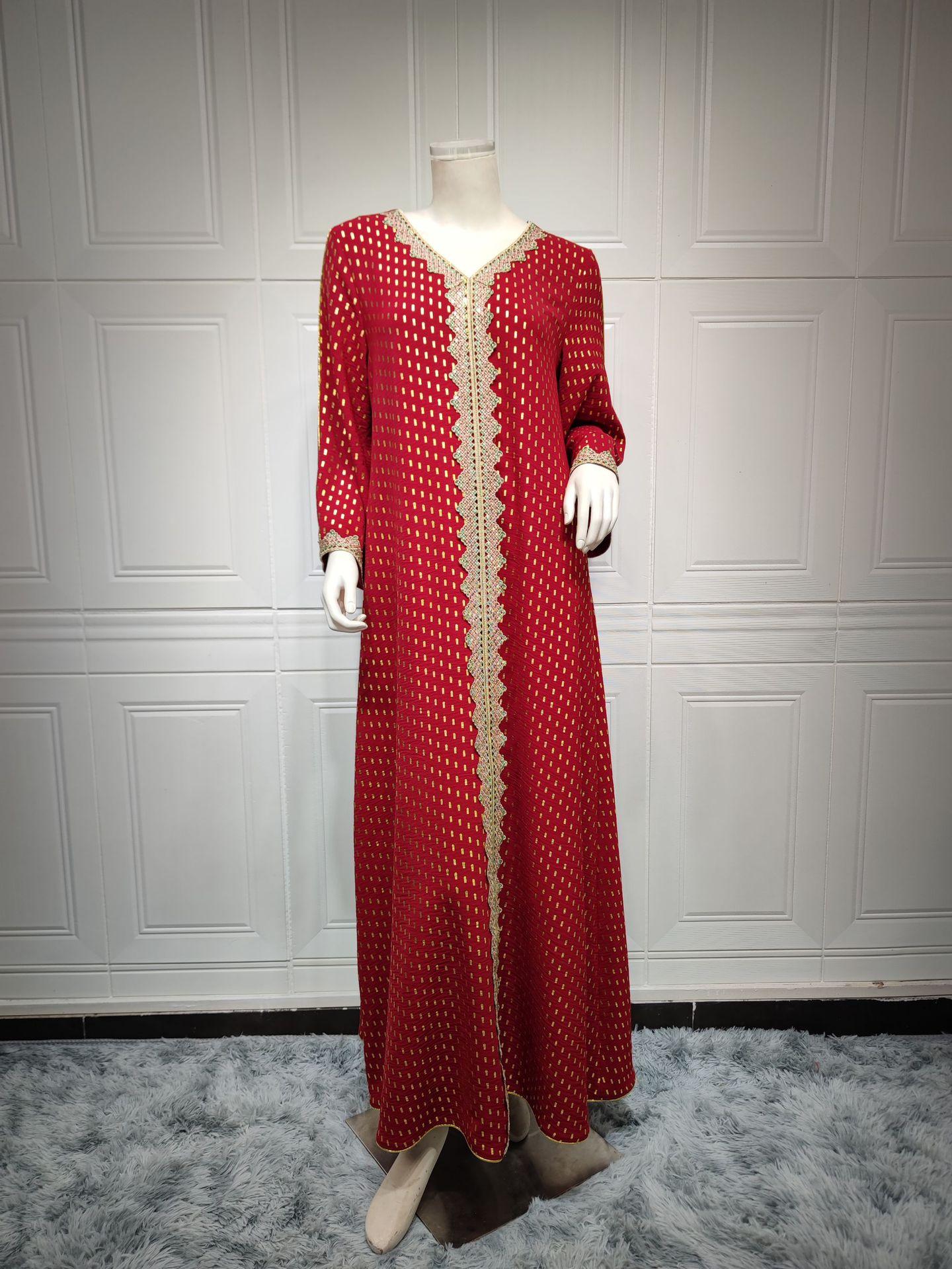 HAYA0442 Middle East Women's Clothing New Bronzing Muslim Dubai Robe