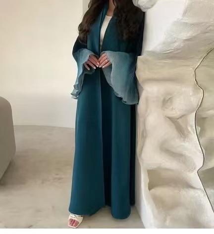 HASASERIES HS6721 Olive Ombre  Green Abaya with Gradient Cuffs