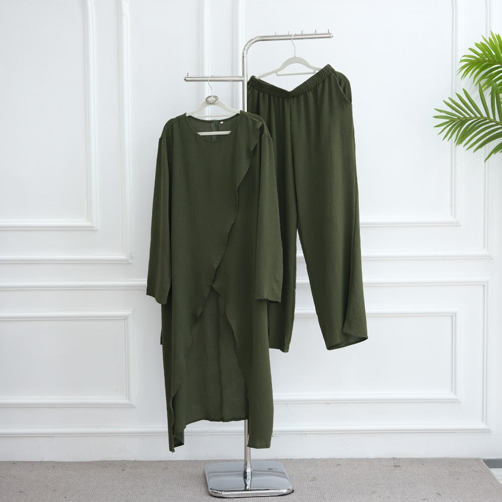 HA6605 Stylish asymmetrical two-piece set (with optional headscarf)
