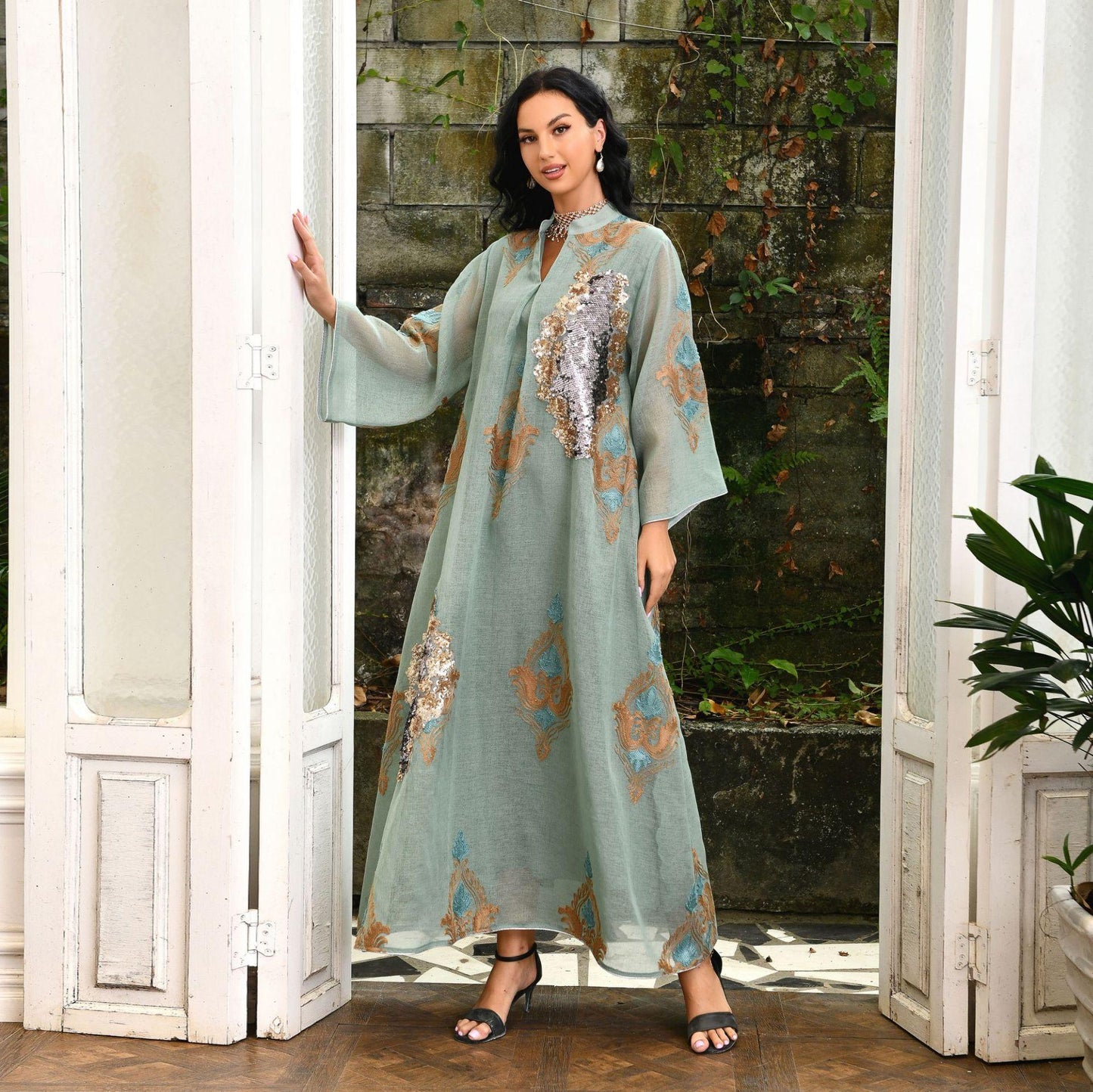 HAYA HAYA0443 Muslim Embroidered Dress