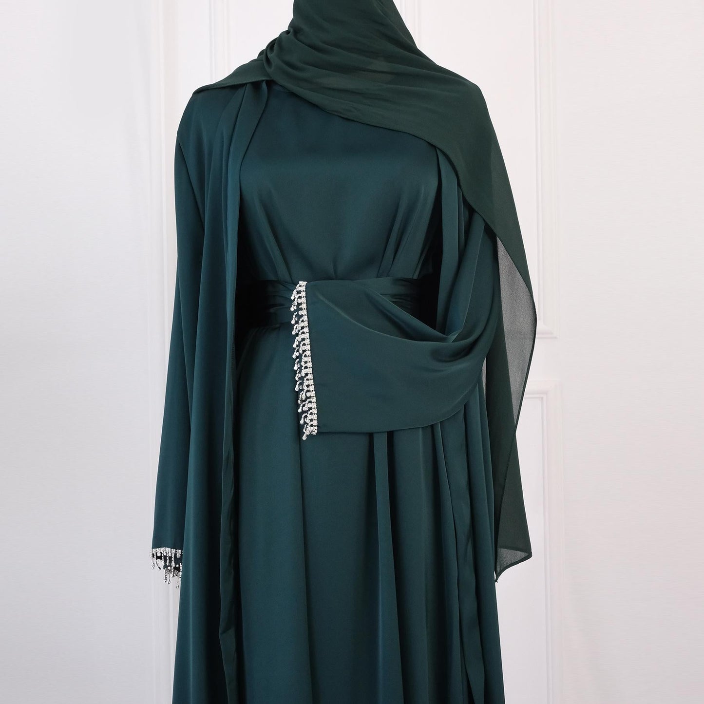 HAYA HAYA1047 1pcs Solid Color Beaded Cardigan Robe