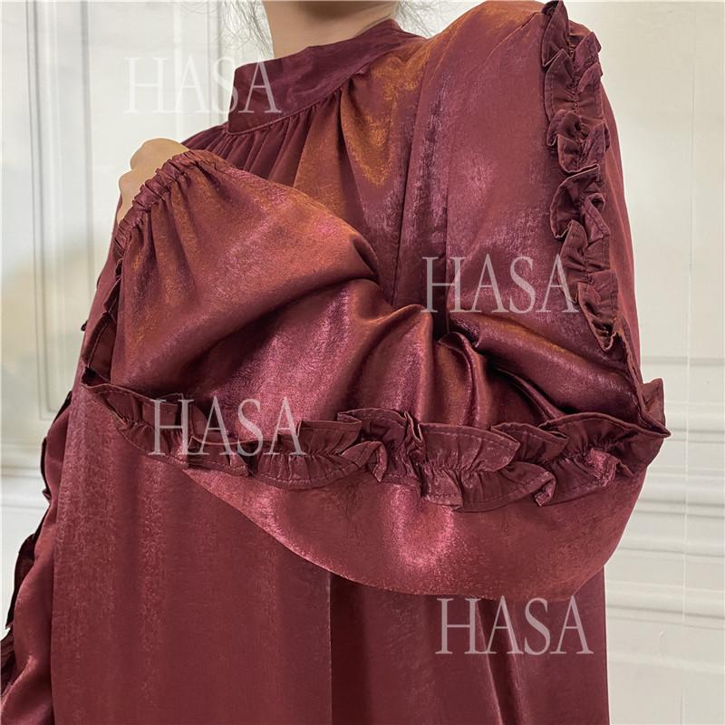 HA6591 Solid Color Turtleneck Long Sleeve Dress with Pleated Waistband