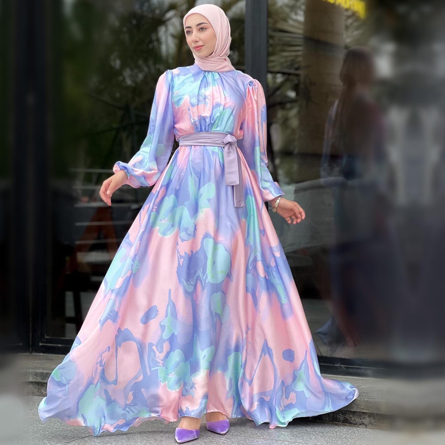 HAYA HA1211 High Neck,Zipper At Back,with Deatchable Belt,