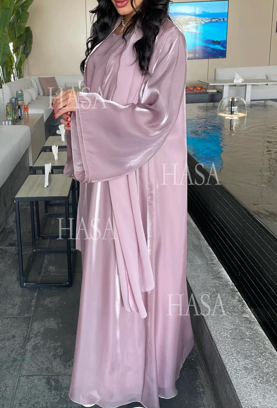 HA6579 Women's Purple Organza Two-Piece Robe (Long Skirt + Jacket)