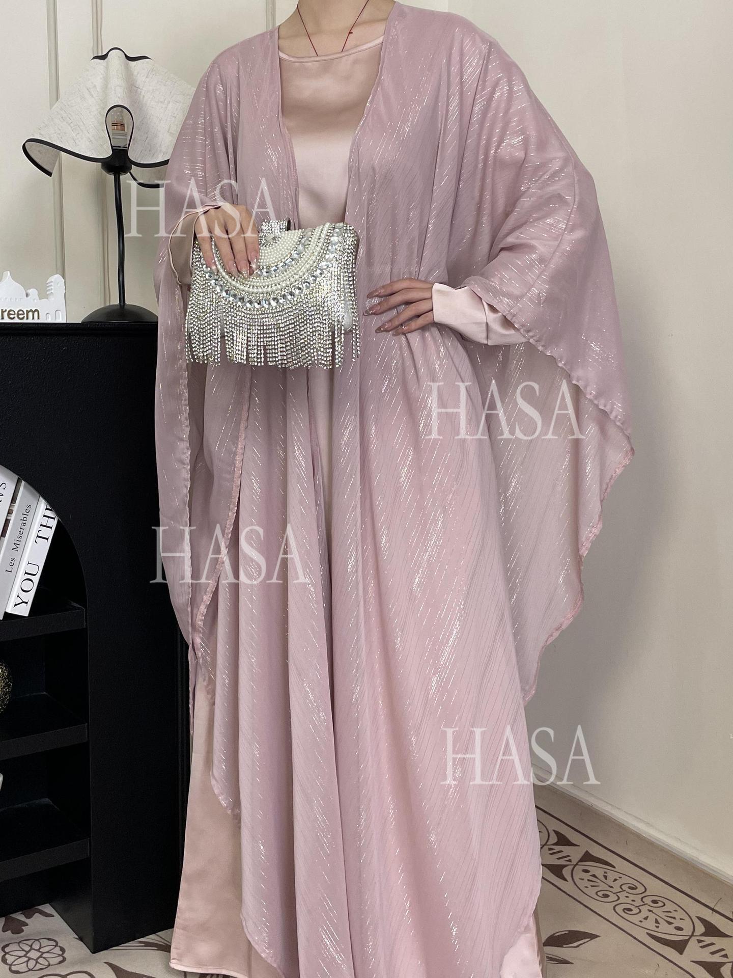 HA6571 Gold embellished long Abaya skirt set