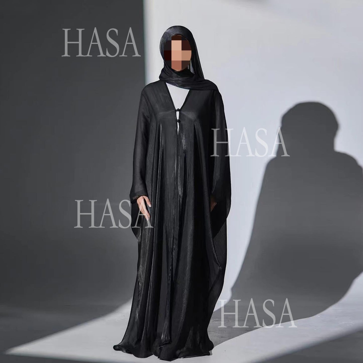 HA6534 Elegant Island Wrinkle Texture Solid Color Cardigan Robe