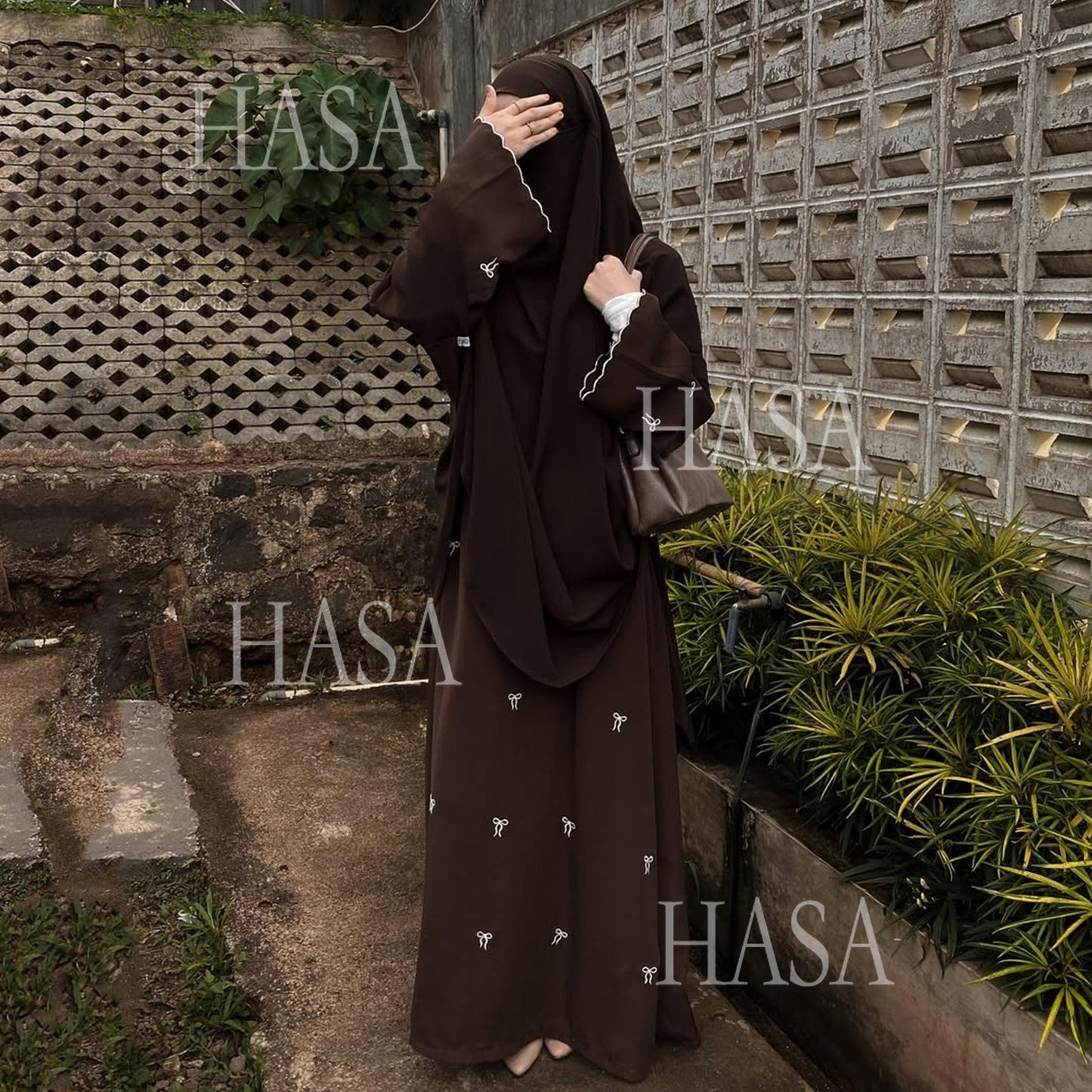 HA6558 Bow Embroidered Long Sleeve Dress - Swing Fashion Style