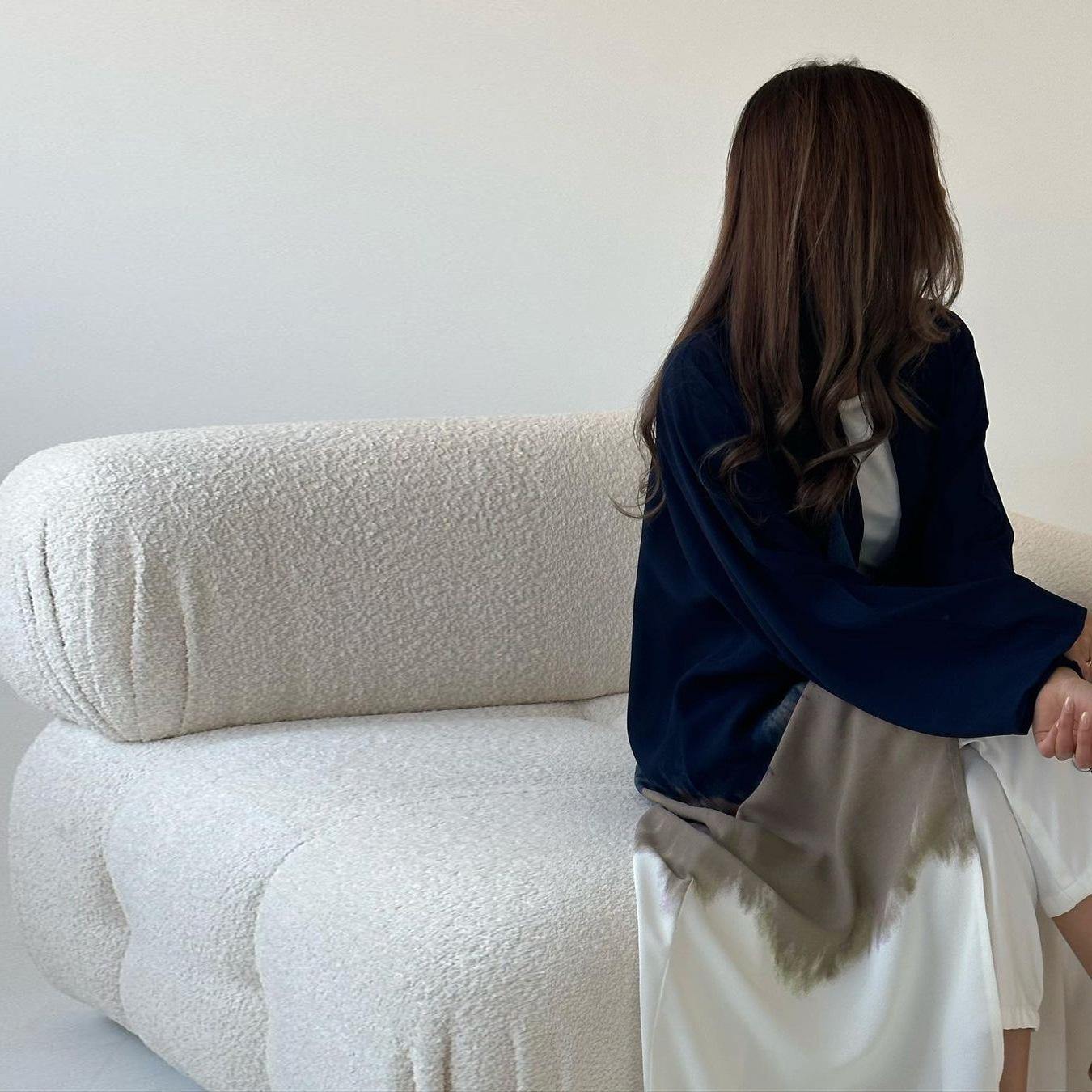 HAYA HA1096 Muslim Tie-dyed Cloak Cardigan Dress Abaya