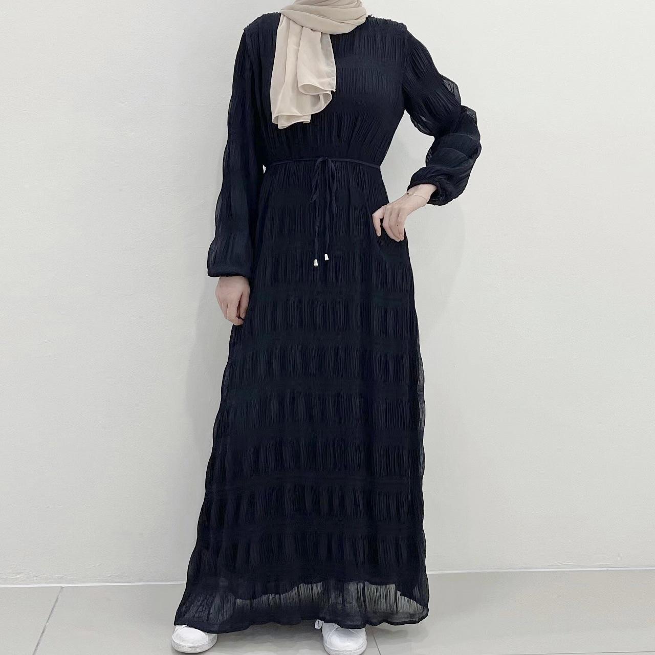 HAYA HAYA1049 Long Chiffon Pleated Dress
