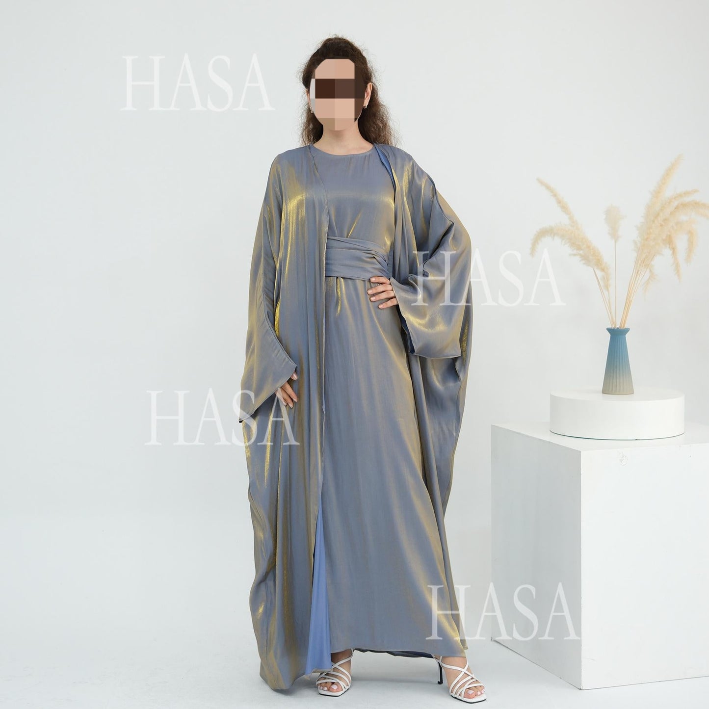 HA6530 Solid color simple two-piece long skirt suit