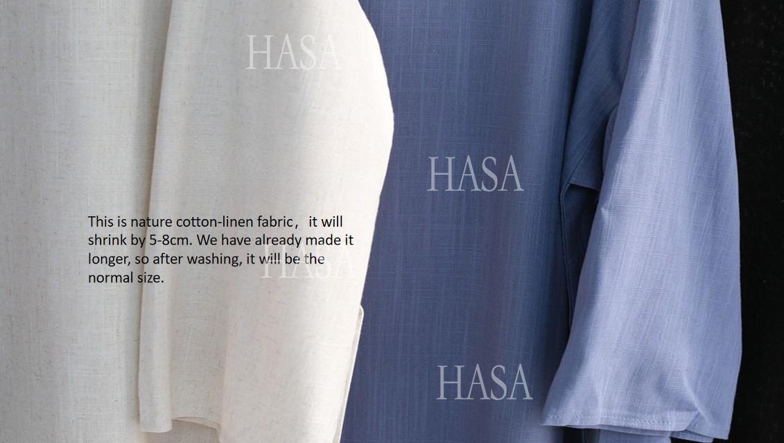 HASA HA5868 Solid Color Swing Comfortable  Dress Robe Waist Cinching