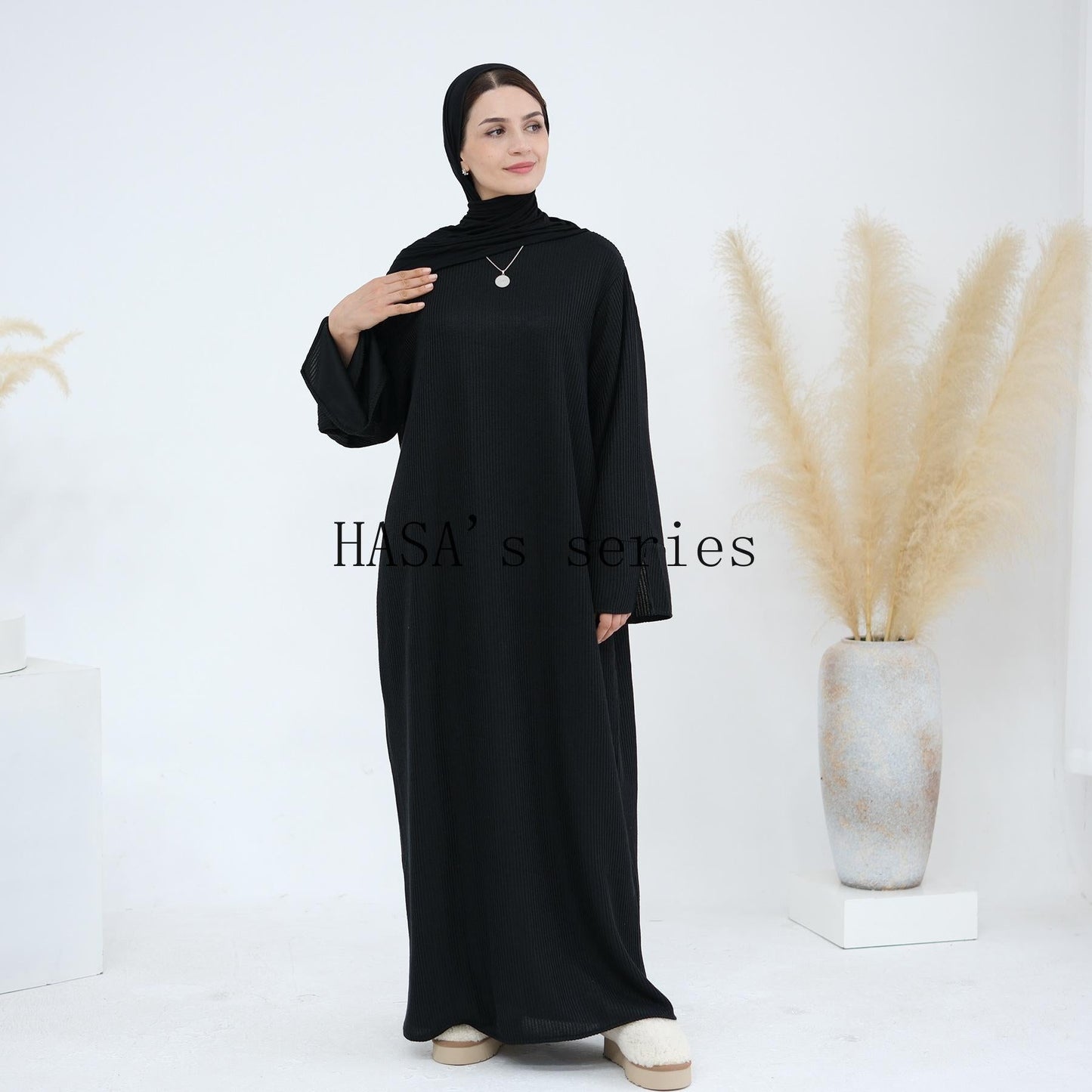 HA5440 Large Sleeve Thick Knitted Sweater Dress - Loose and Elegant Long Dress party  wear red dress thick  thigh 2  part bow  outfits