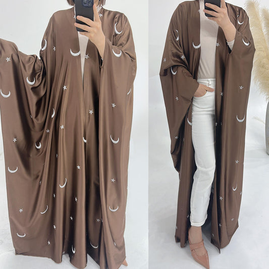 HAYA HA1171 Moon Embroidered Robe Kaftan Abaya
