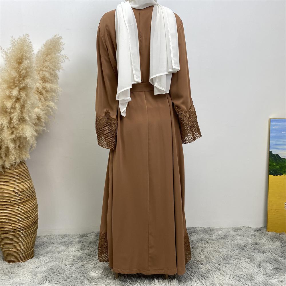 HAYA HAYA1084 Muslim Fashion Lace Robe Dress