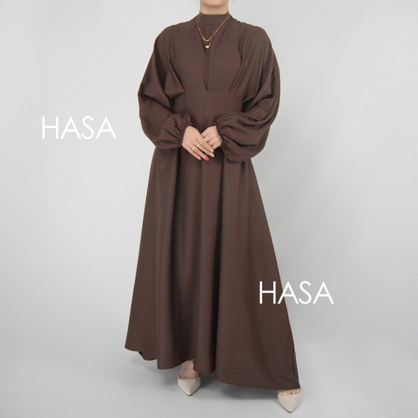 HASA's Series  HA1226 Delicate and Elegant Solid Colored Dress