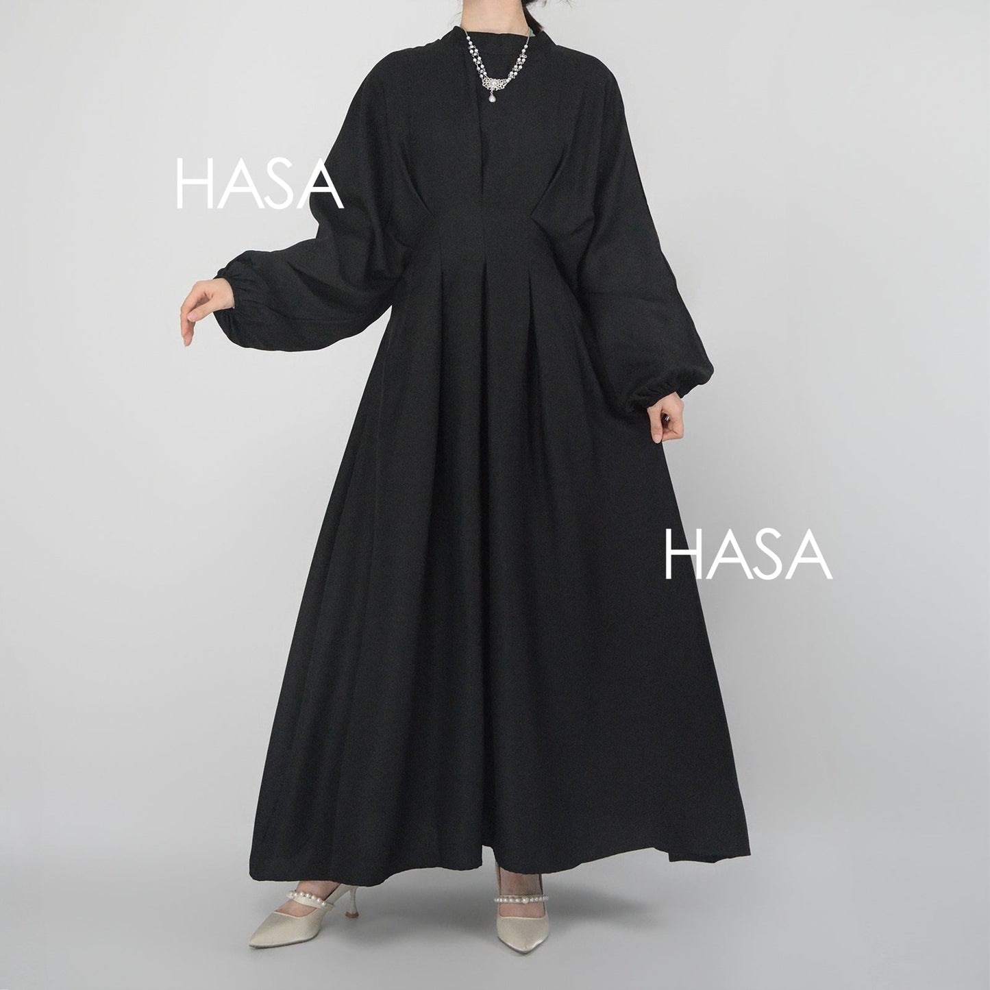 HASA's Series  HA1226 Delicate and Elegant Solid Colored Dress