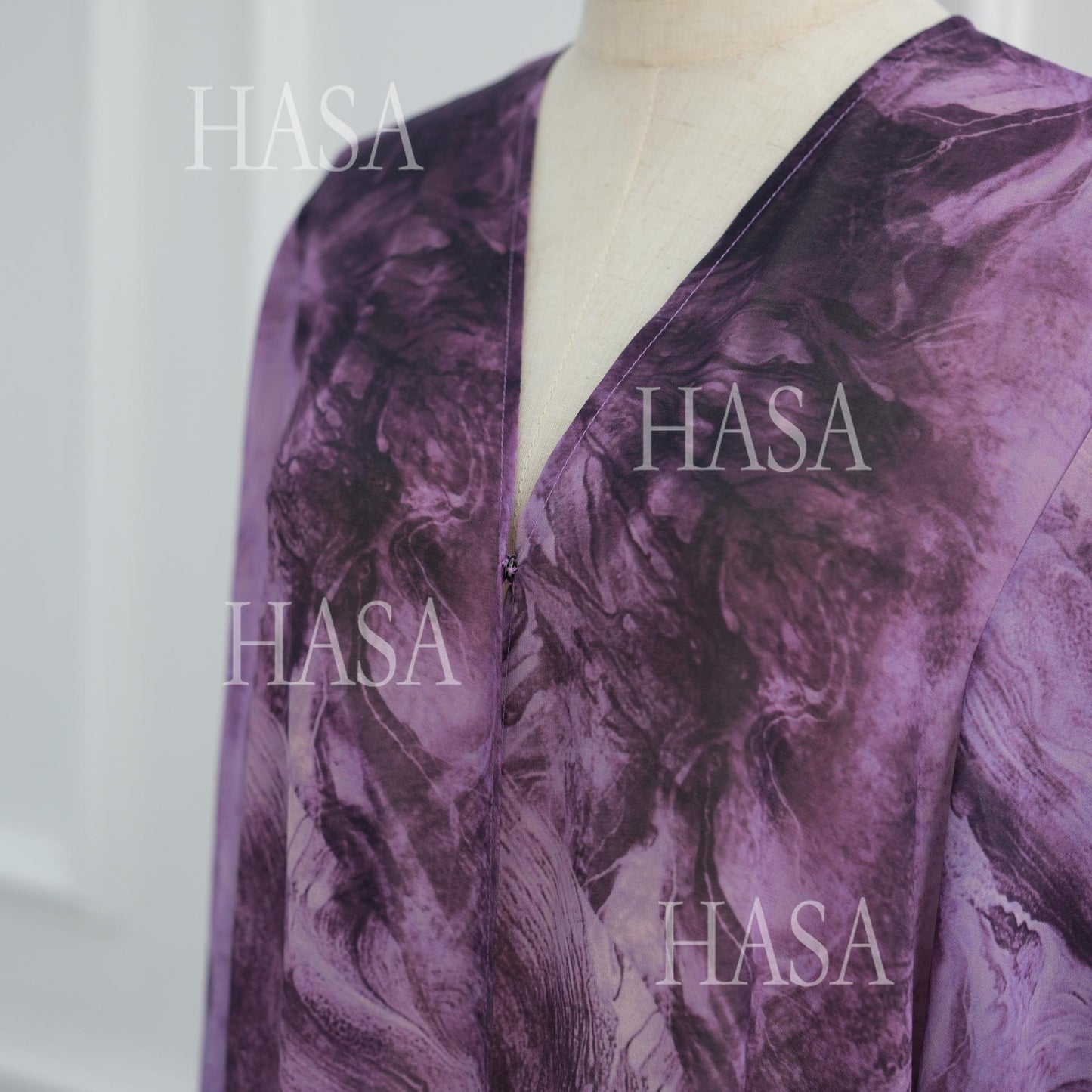 HA6551 Printed Abaya Cardigan with Matching Scarf Two-Piece Set