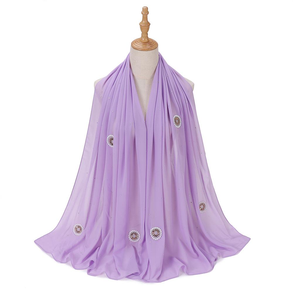 HAYA HA1126 Pearl Chiffon Baotou Scarf