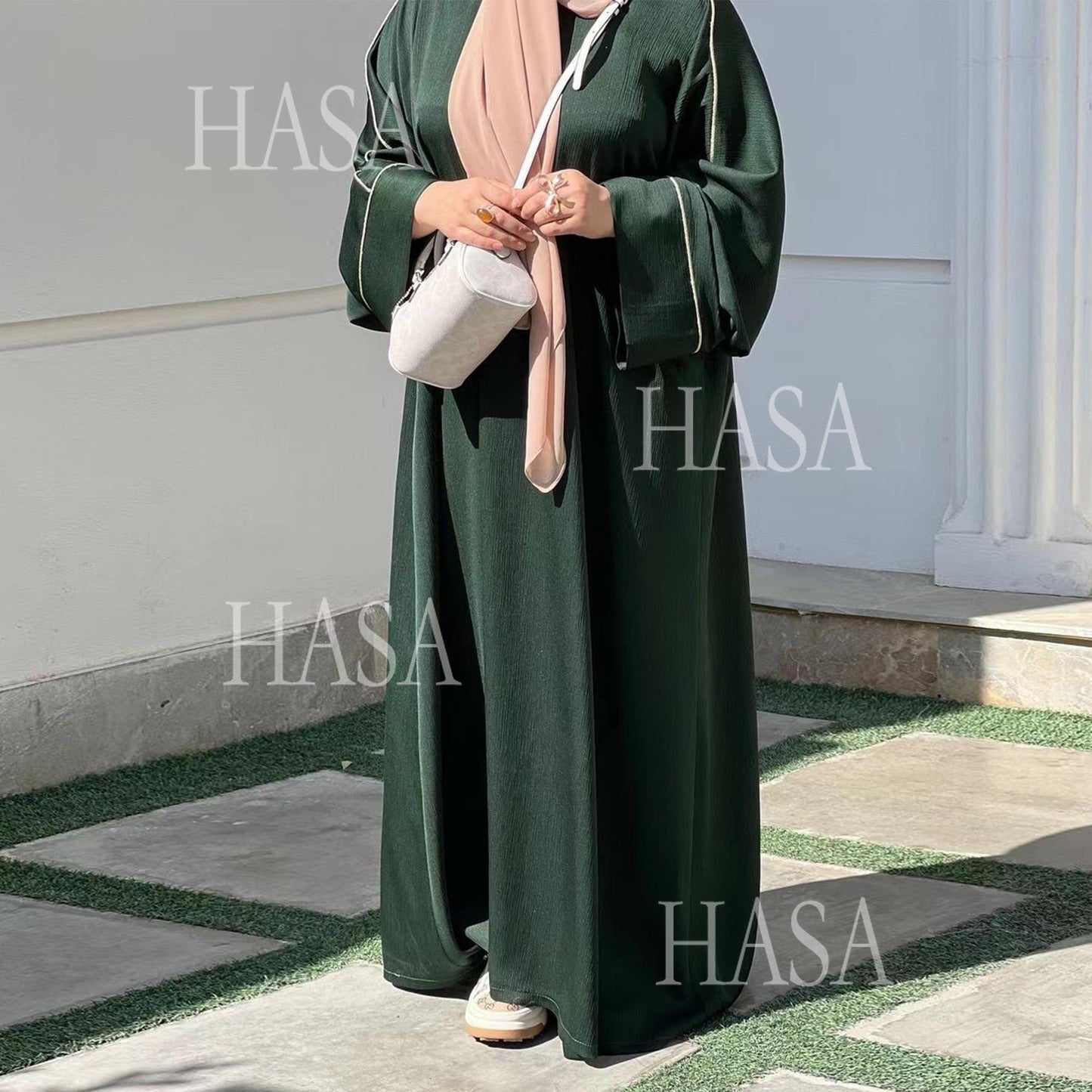 HA5876 Robe with Detailed Design and Gentle Texture for Daily Light Wear abayas