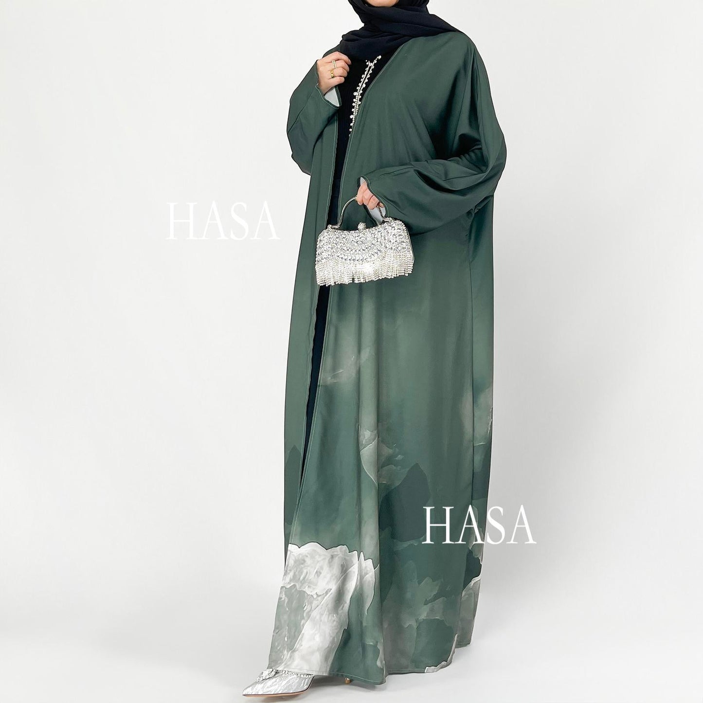 HA6324 Artistic Ombré BrusHAtroke Summer Kimono Abaya