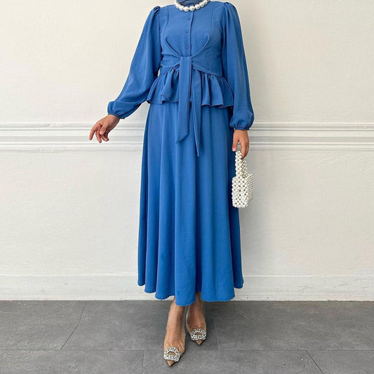 HAYA HAYA0825 2pcs Set Long Sleeve Shirt with Dress