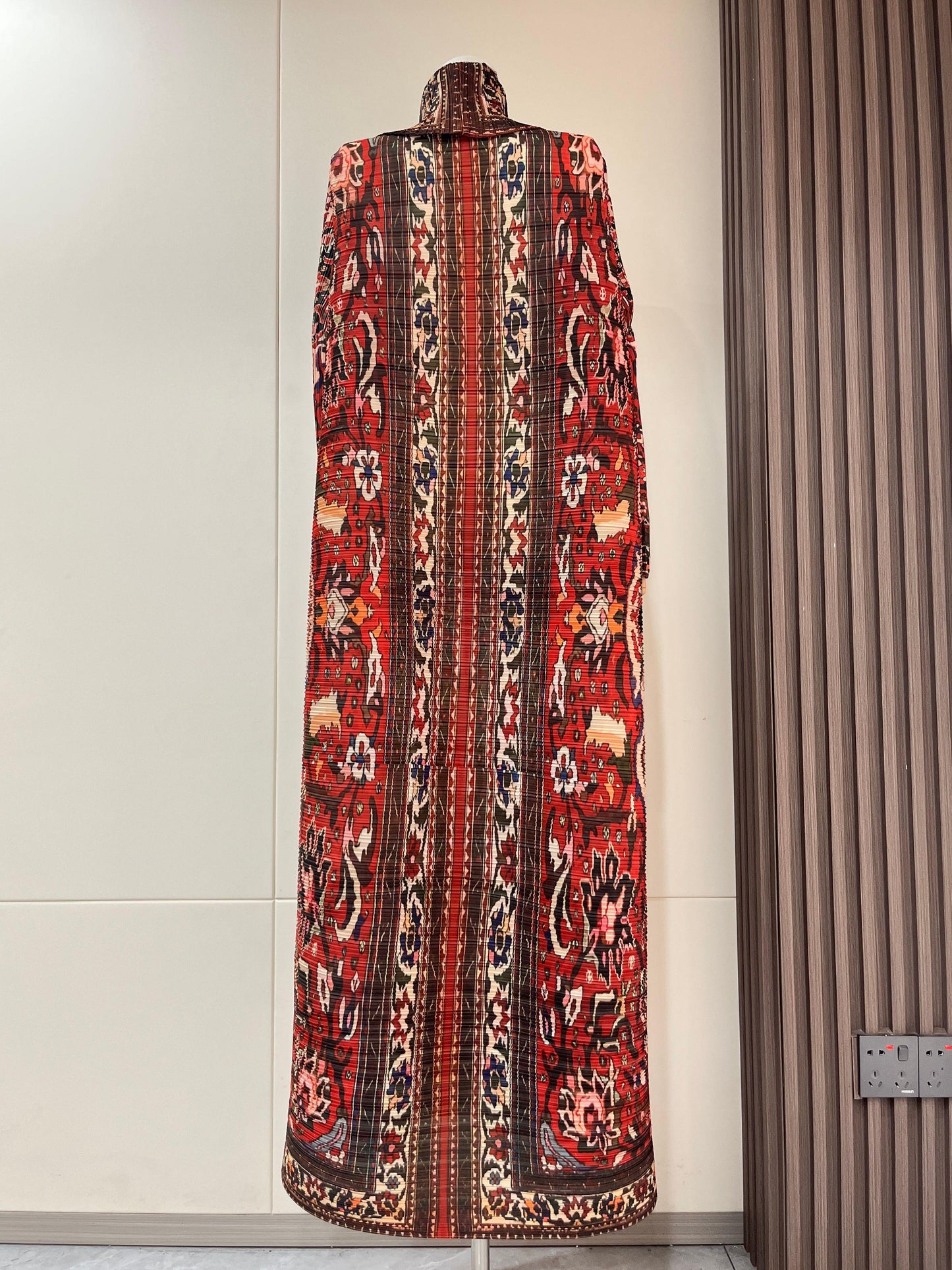 HS6706 Bohemian Elegance , Vibrant Red Printed Abaya
