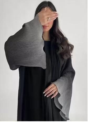 HASASERIES HS6721 Olive Ombre  Green Abaya with Gradient Cuffs
