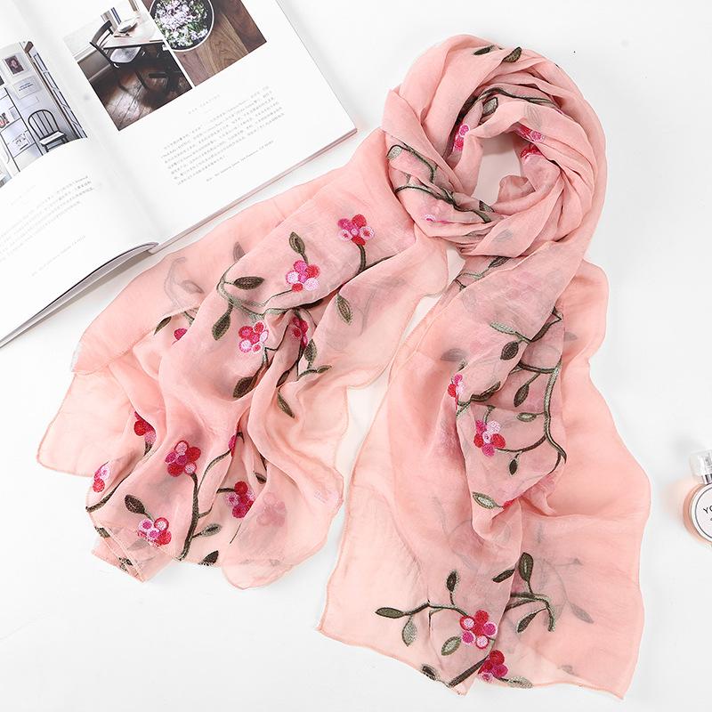 HAYA HA1132 Chiffon Flower Embroidered Scarf