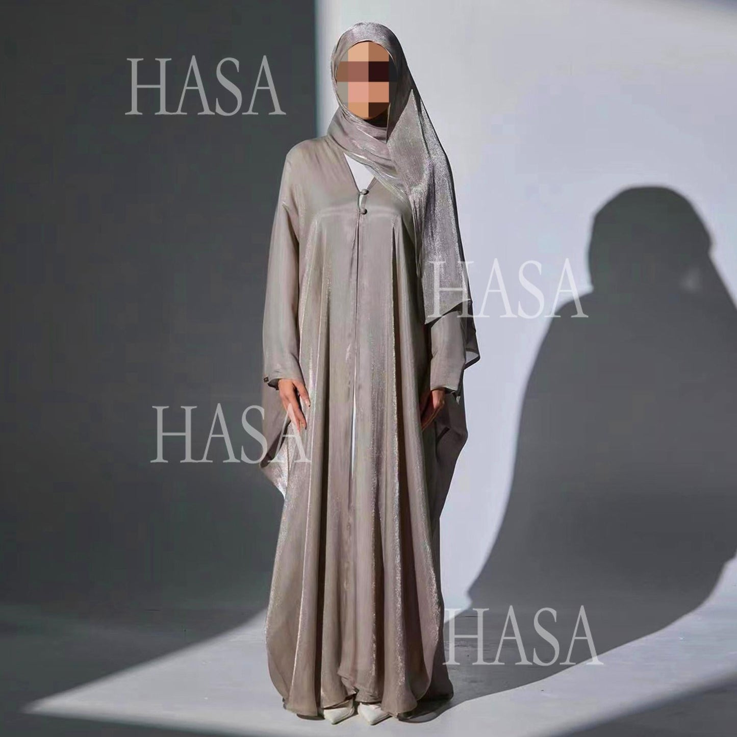 HA6534 Elegant Island Wrinkle Texture Solid Color Cardigan Robe