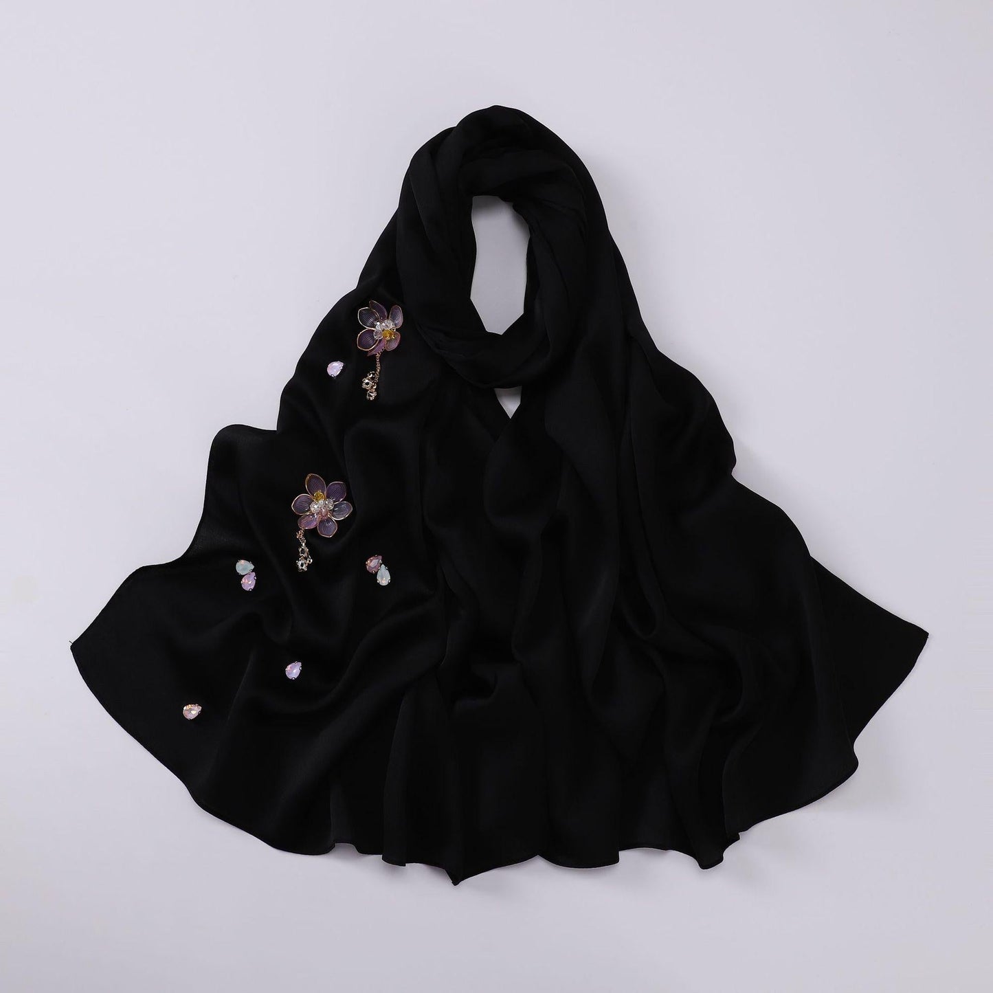 HAYA HA1115 Chiffon Handsewn Flower Headband Hijab