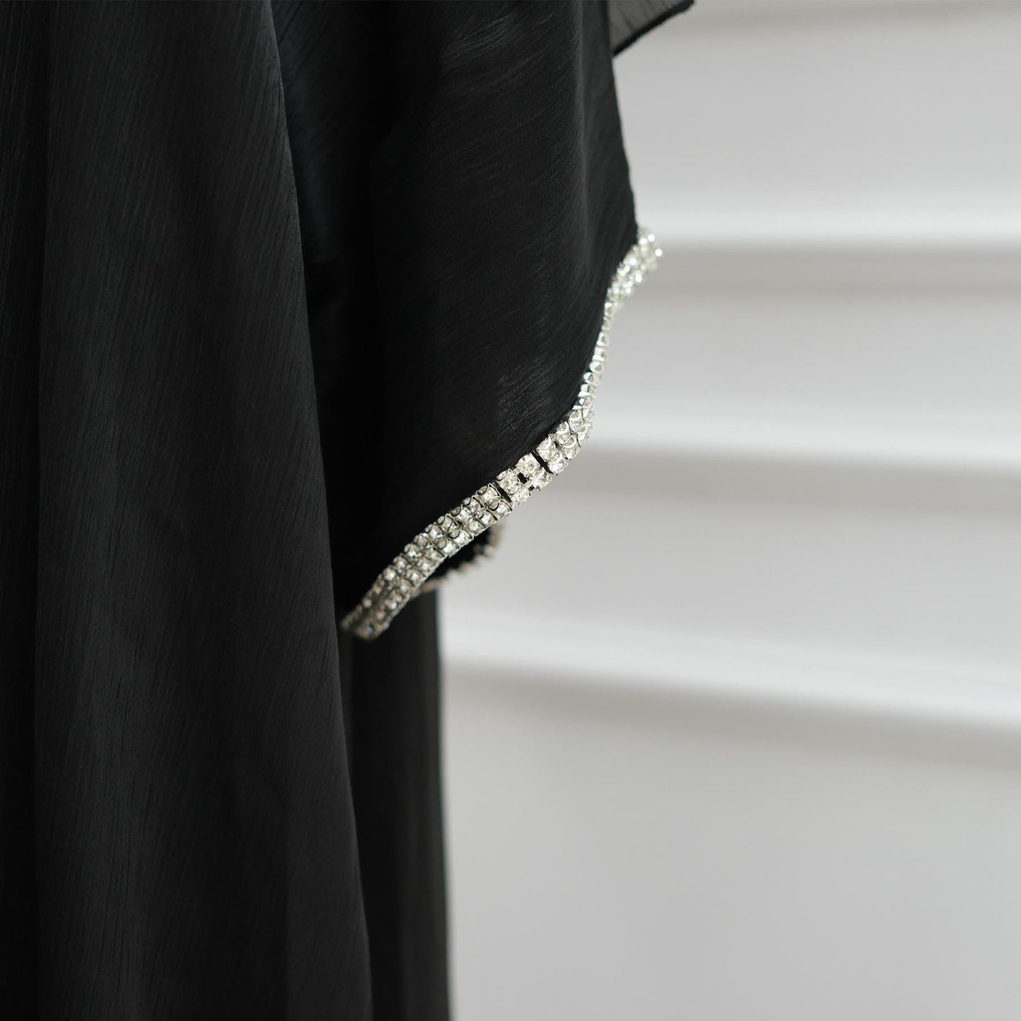 HA6553  Two-Piece Solid Abaya with Beaded Details and Matching Scarf Option