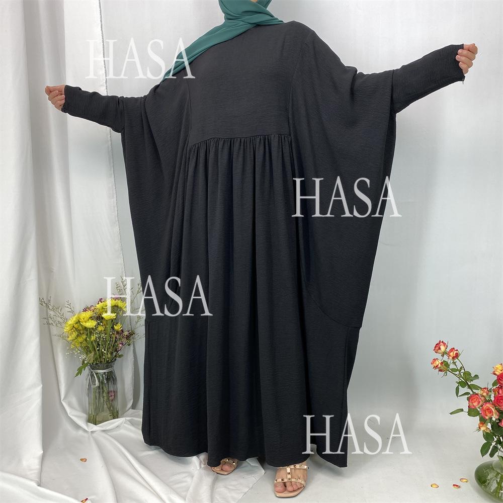 HA6586 Loose Turkish Pleated Dress, Fashionable Long Design