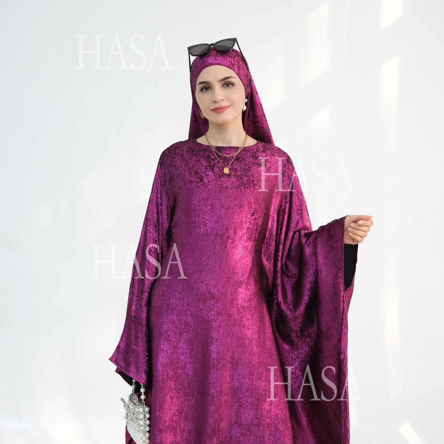 HA5879 Light-sensing Two-piece Dress | with Headscarf Design, The Overall Matching Is More Worry-free