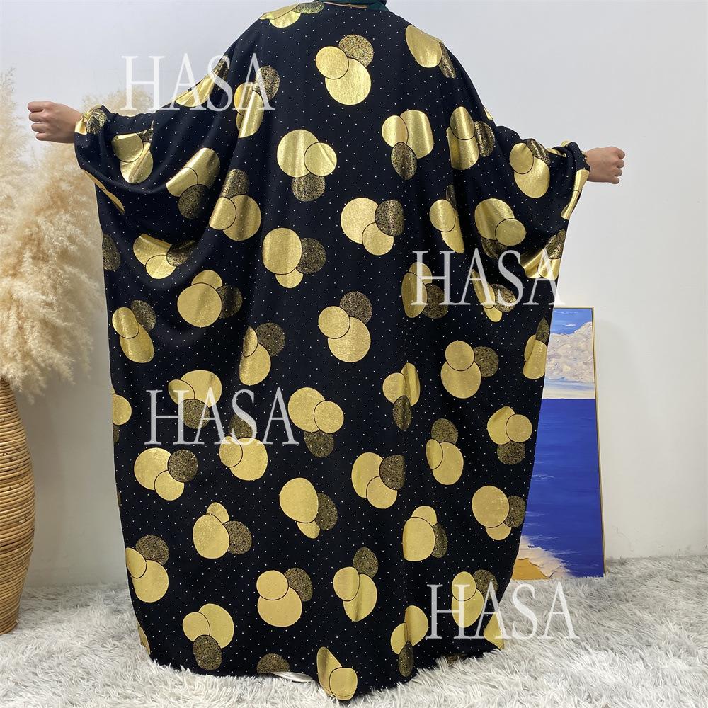 HA6587 Gilded Pattern Cardigan Robe with Bat Sleeves and Loose Flowing Design