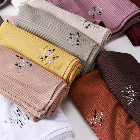 HAYA HA1133 New Striped Hot Drilling Headscarf