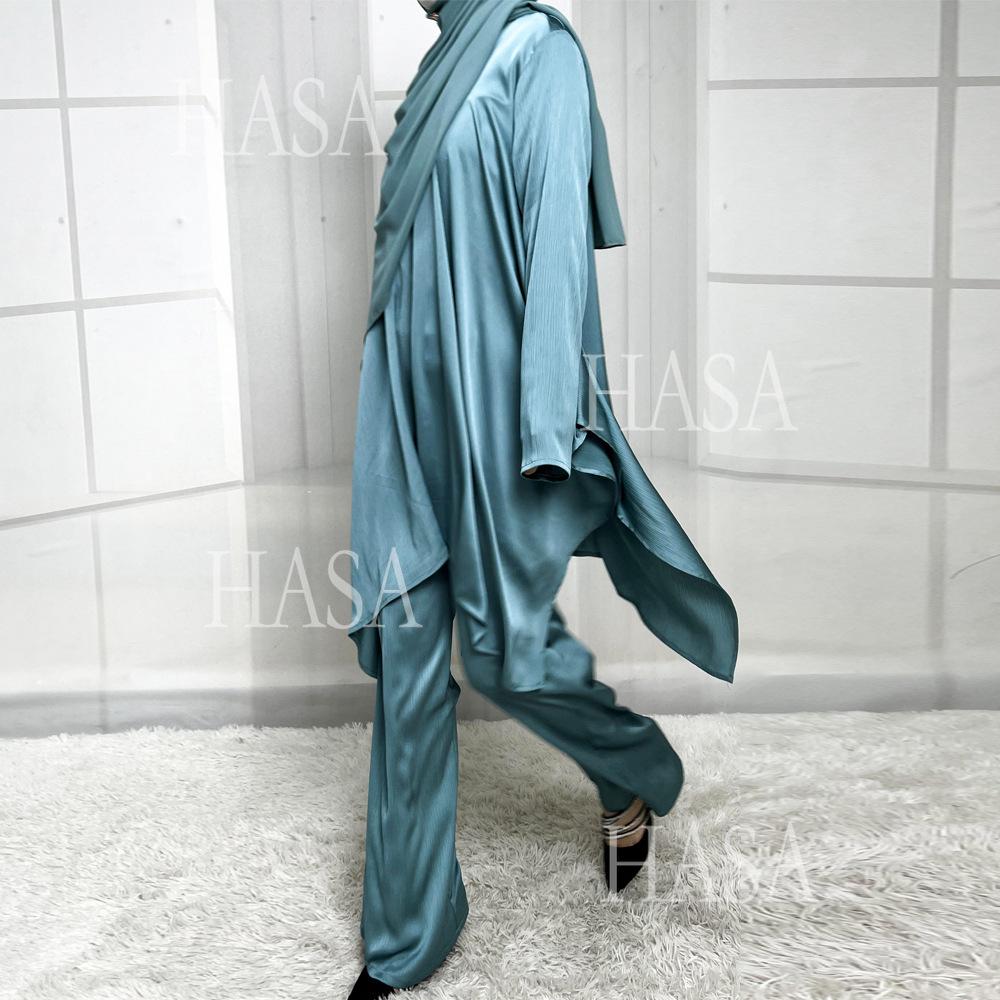 HS5854 High-end crepe linen two-piece robe, irregular design shows fashion(Headband not included)