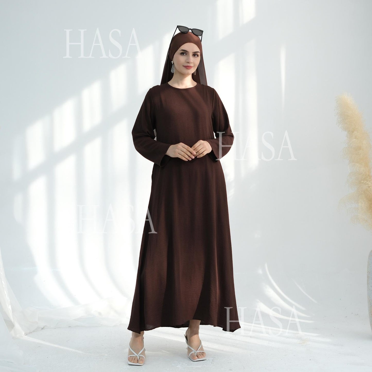 HA6513 Double-layered sleeve chiffon cardigan two-piece robe abaya (headscarf not included)