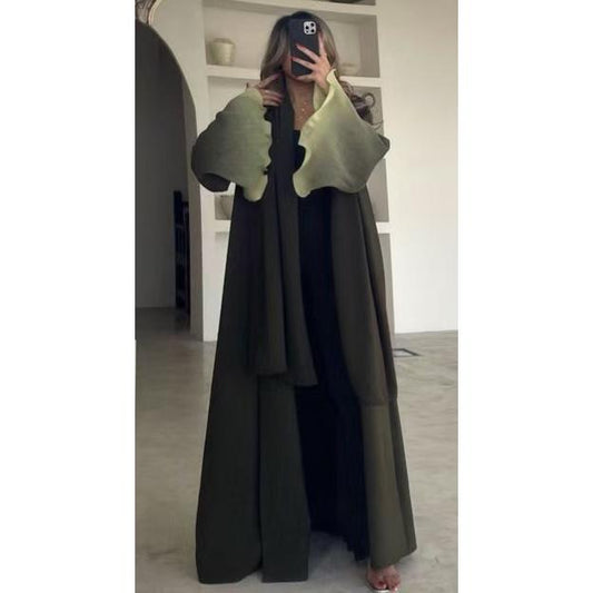 HASASERIES HS6721 Olive Ombre  Green Abaya with Gradient Cuffs