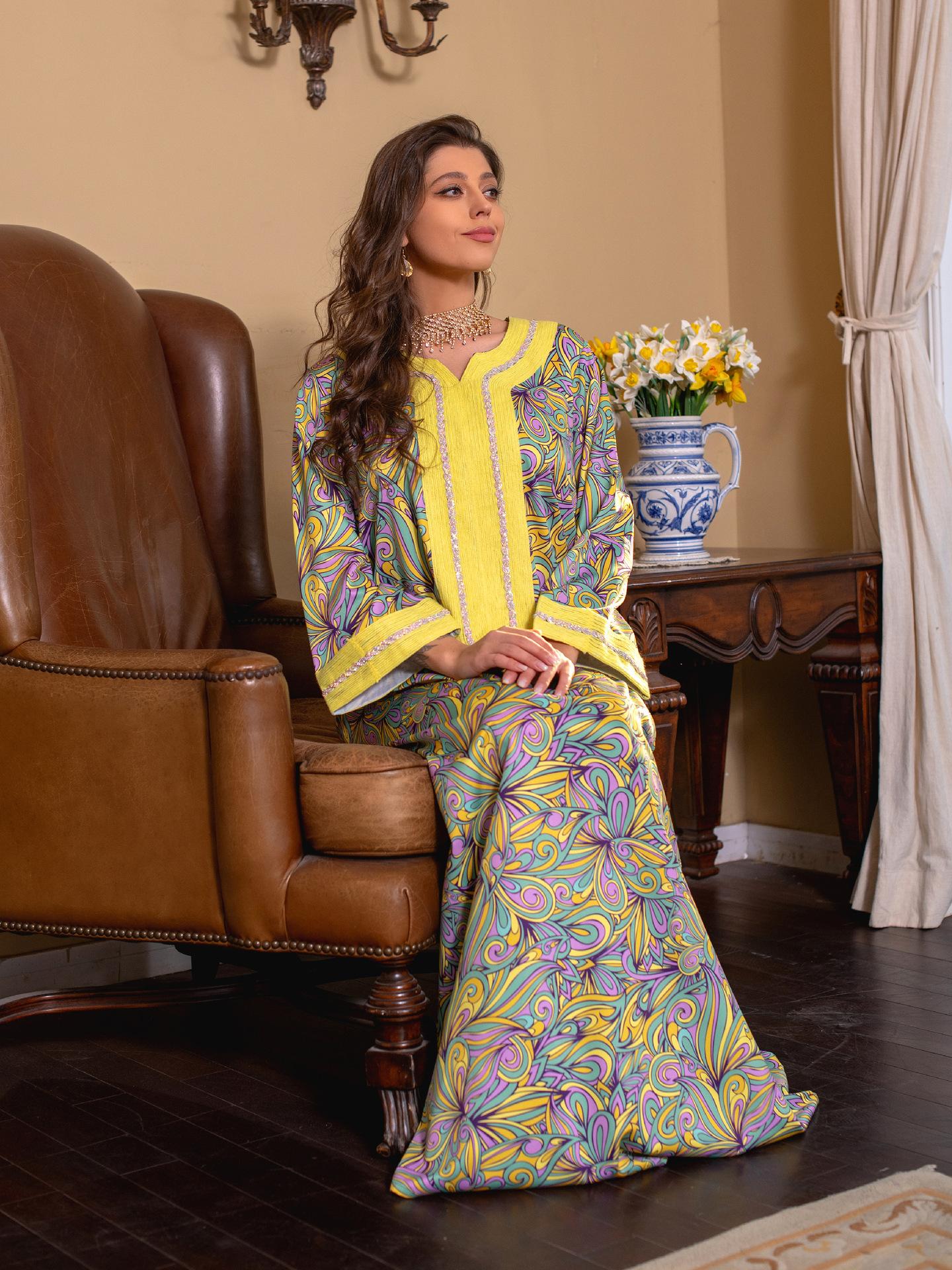 HAYA HAYA1074 Muslim Embroidered Hot Diamond Dress