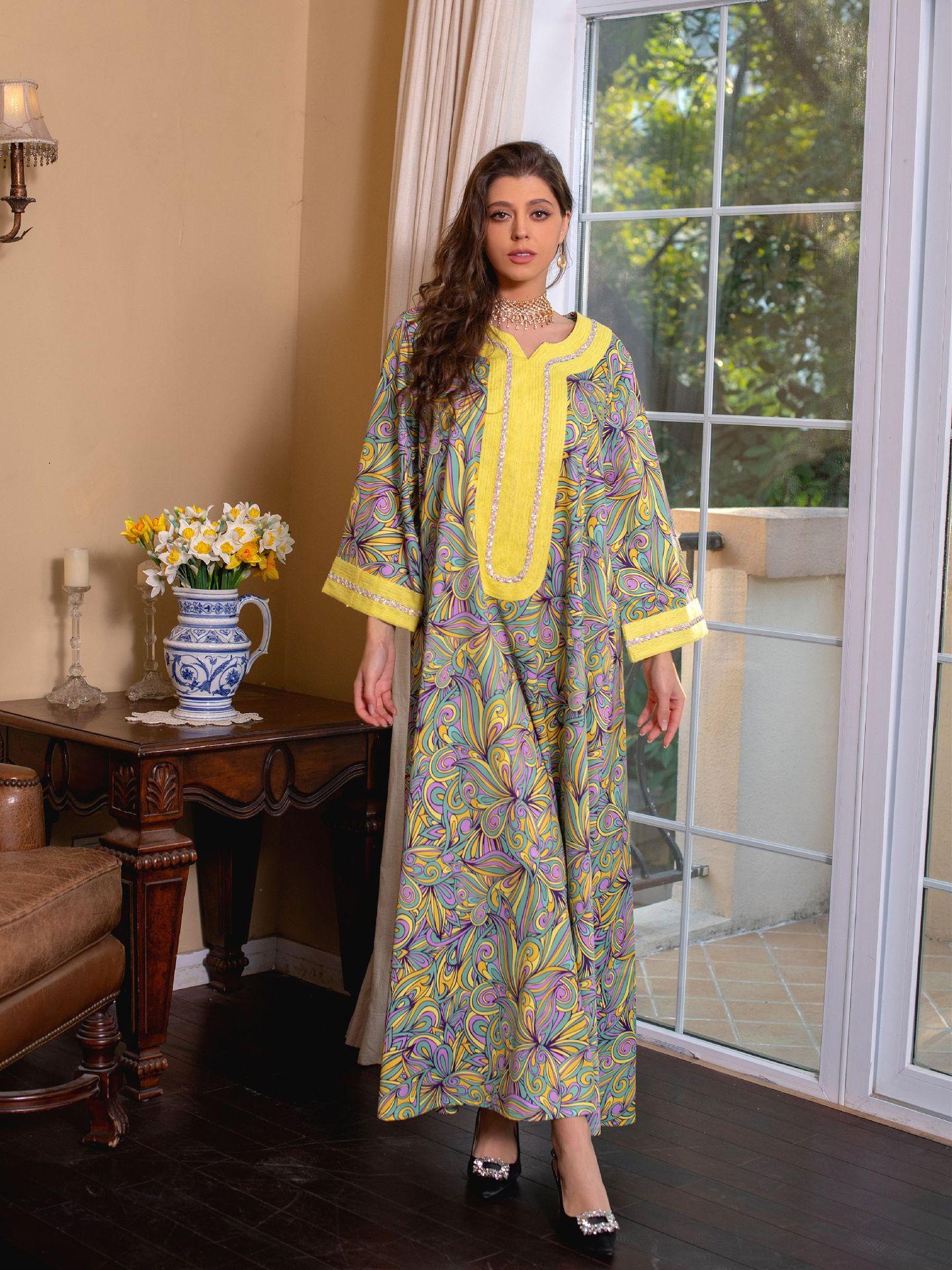 HAYA HAYA1074 Muslim Embroidered Hot Diamond Dress