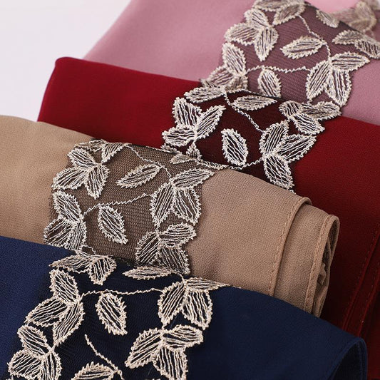 HAYA HA1130 Pearl Chiffon Lace Headscarf