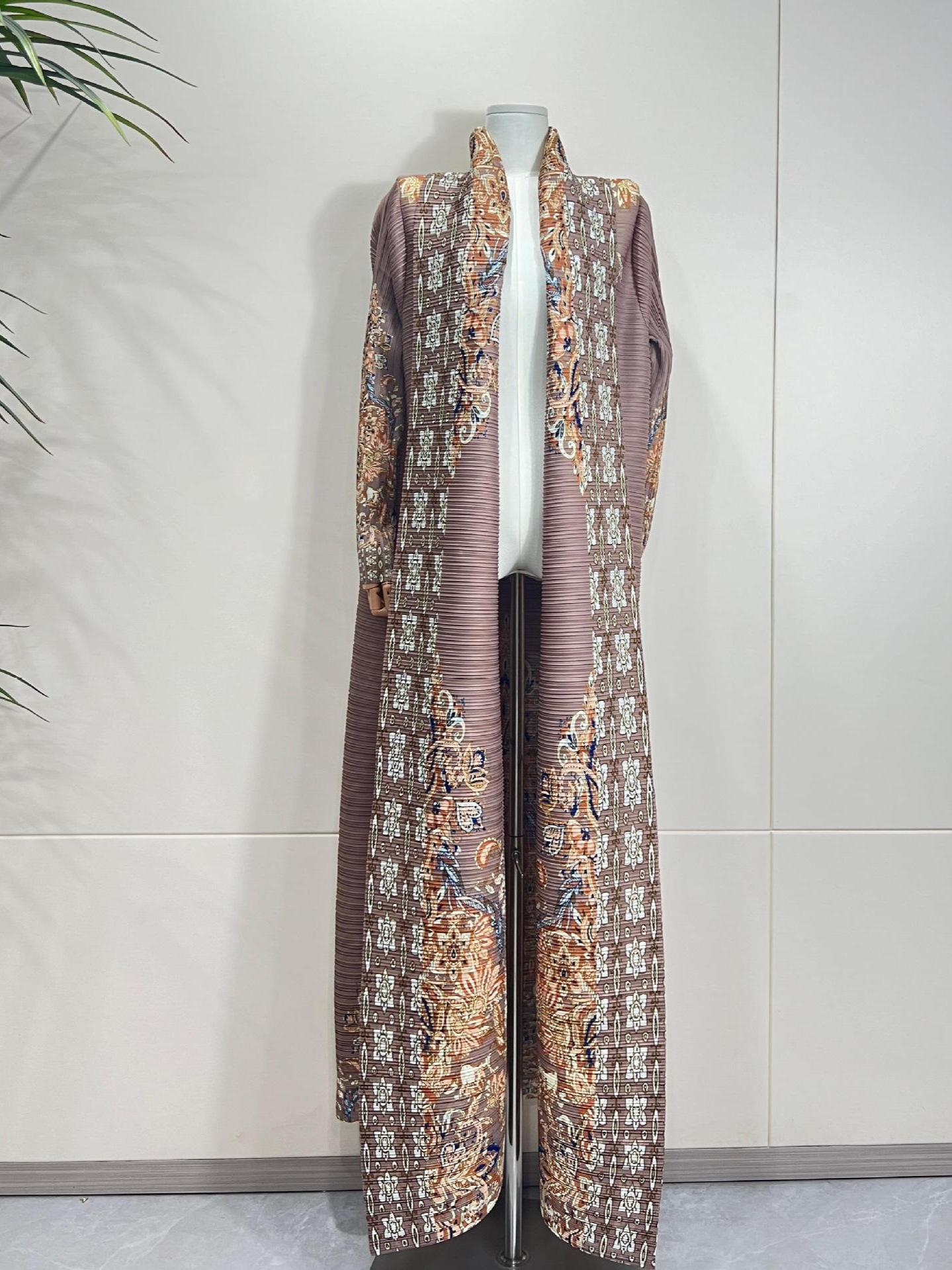 HS6715 Timeless Taupe  Elevated Abaya with Luxurious Patterned Details