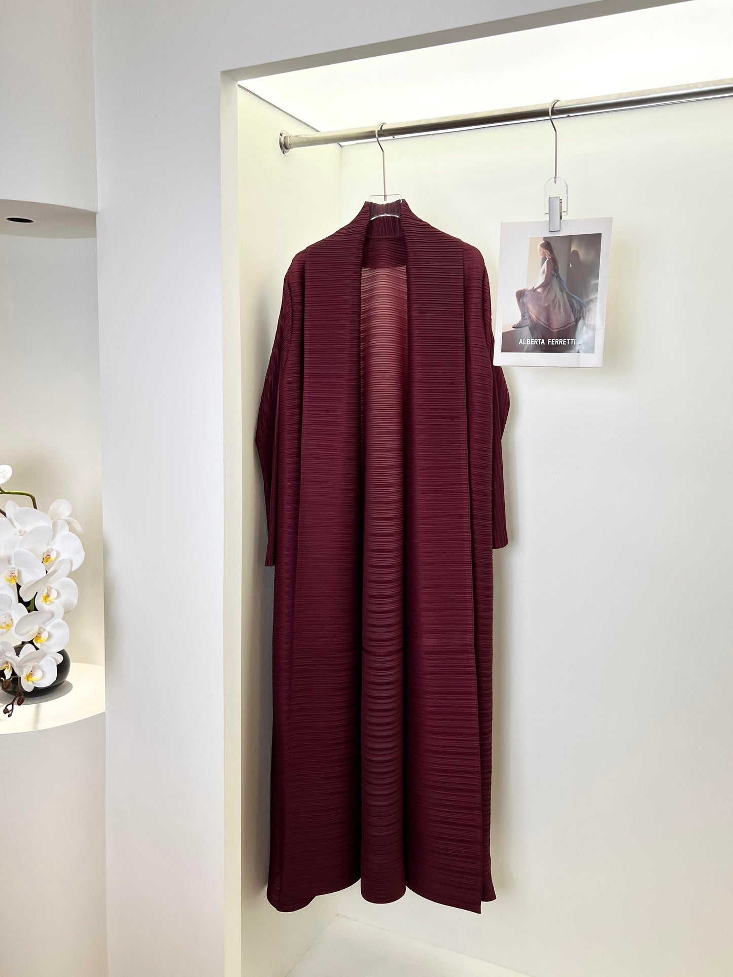 HS6729 Chocolate Crinkle | Brown Textured Open Abaya