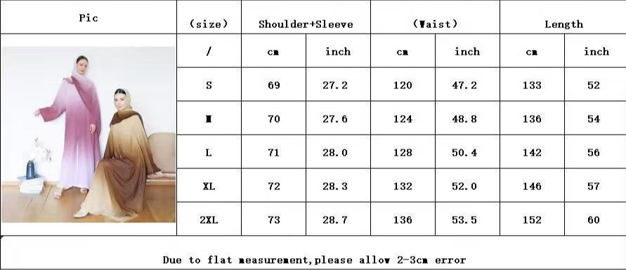 HA6617 Gradient Color Long Cardigan Two-Piece Set (Including Headscarf)