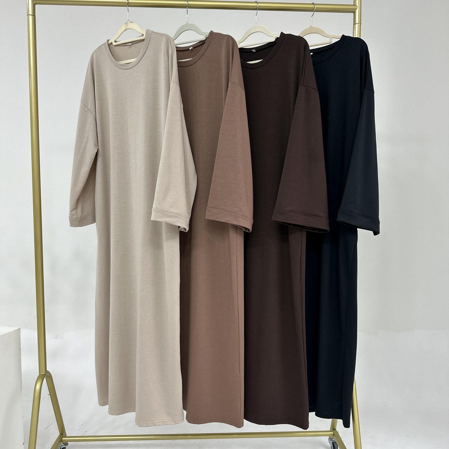 HAYA HAYA1089 Solid Color Hoodie Dress