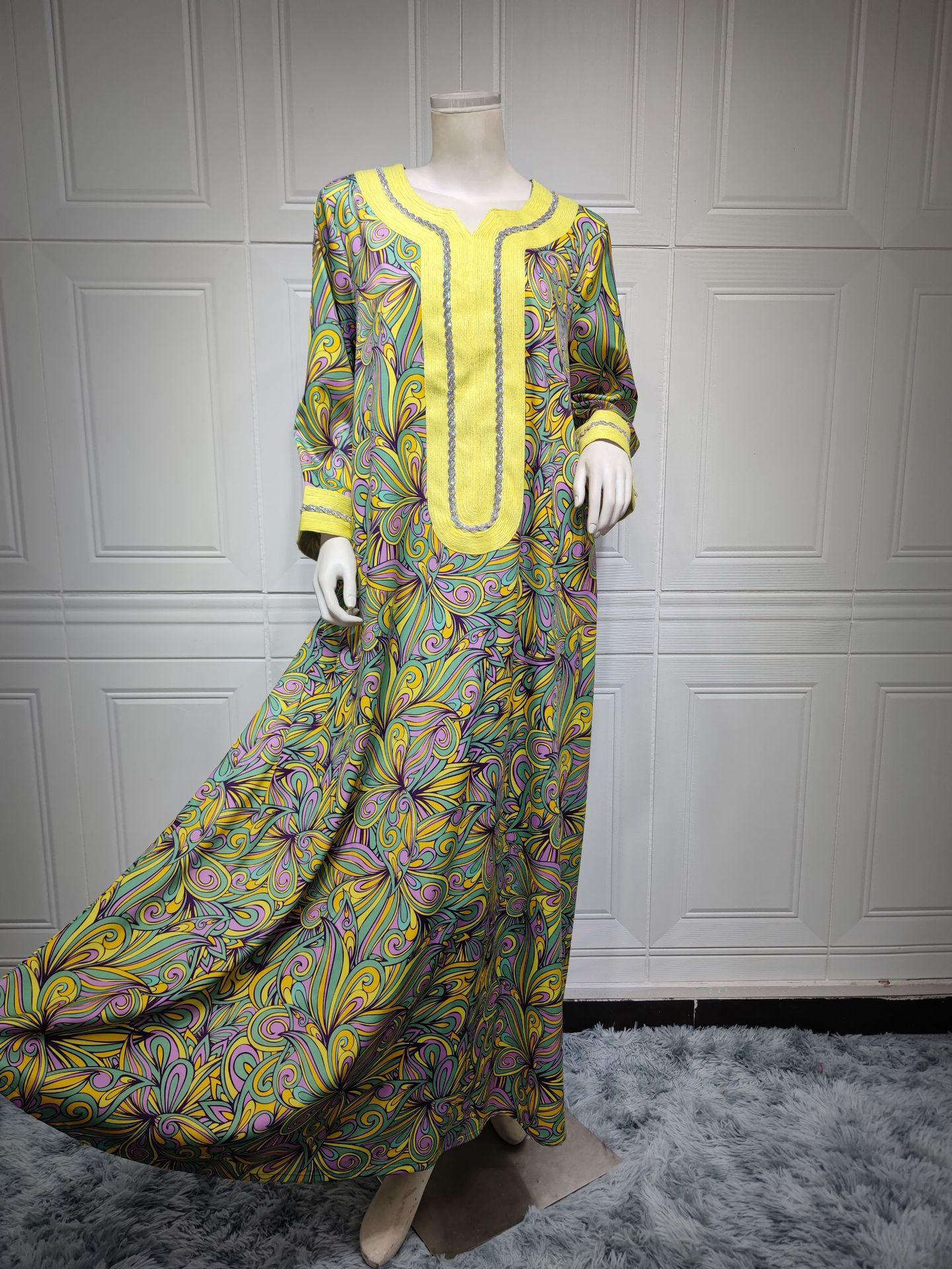 HAYA HAYA1074 Muslim Embroidered Hot Diamond Dress