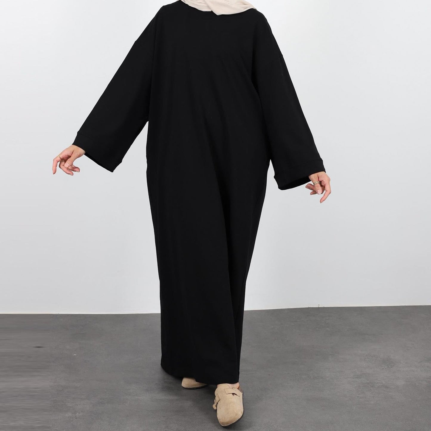 HAYA HAYA1089 Solid Color Hoodie Dress