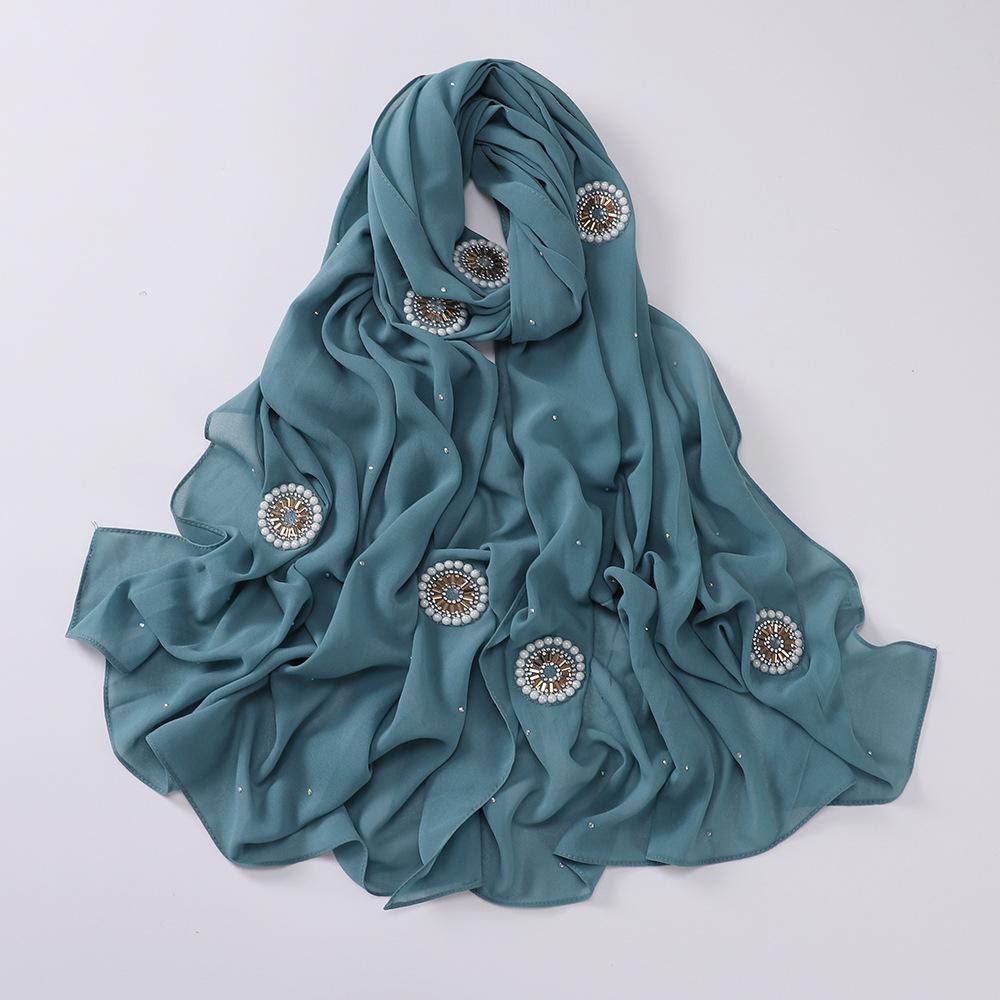 HAYA HA1126 Pearl Chiffon Baotou Scarf